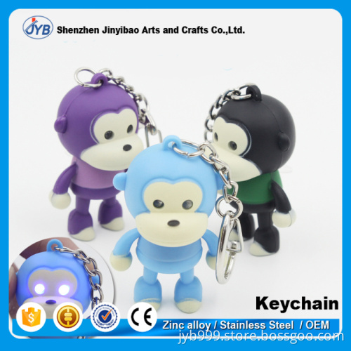 plastic 3D monkey shaped promotional gift LED light keychain